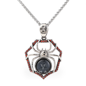 Gemstone Spider Stainless Steel Pendant & Chain