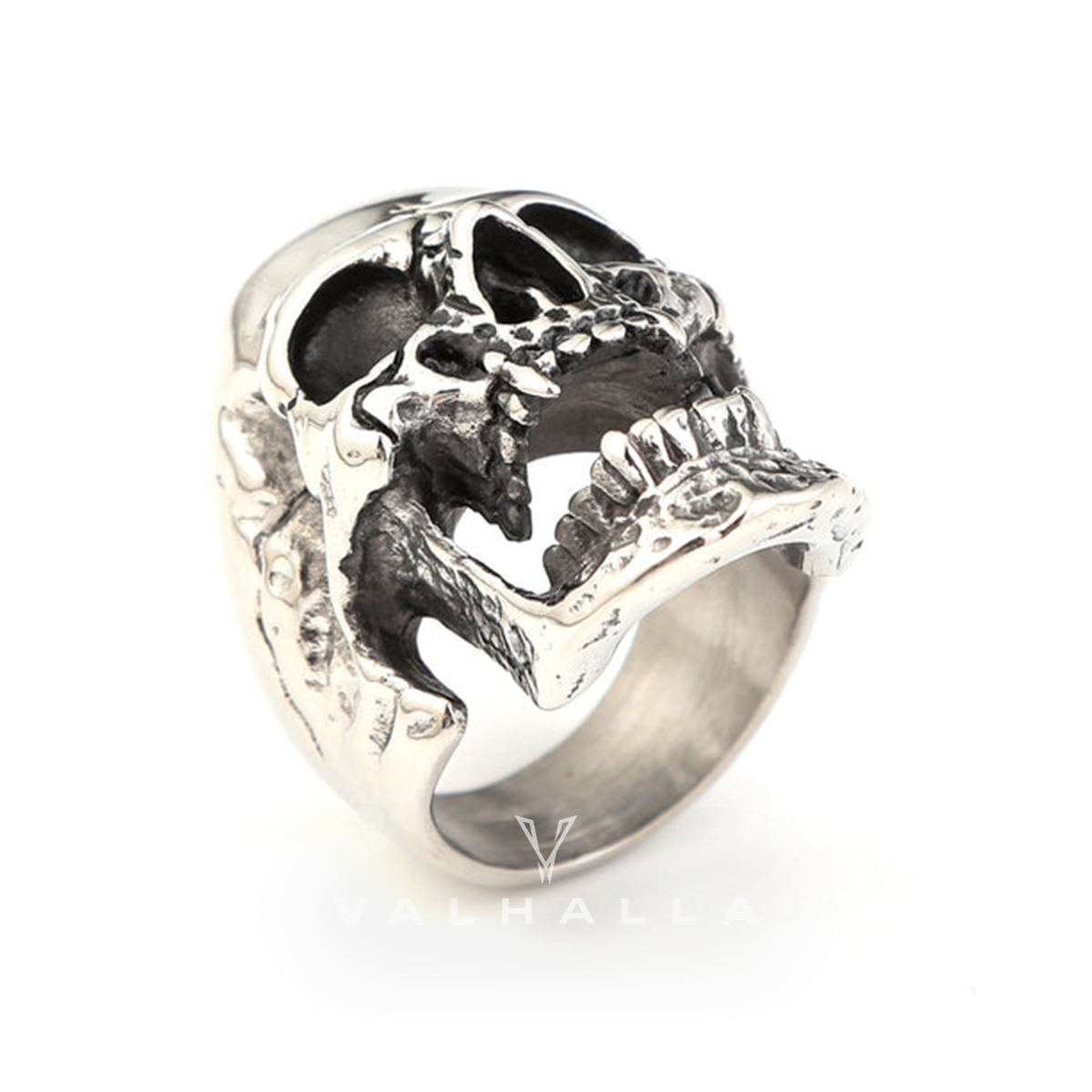 Roaring Stainless Steel Skull Ring