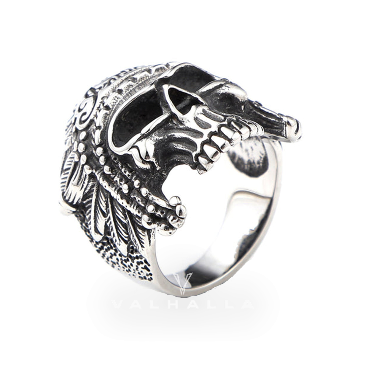 Native Indian Chiefs Skull Stainless Steel Ring