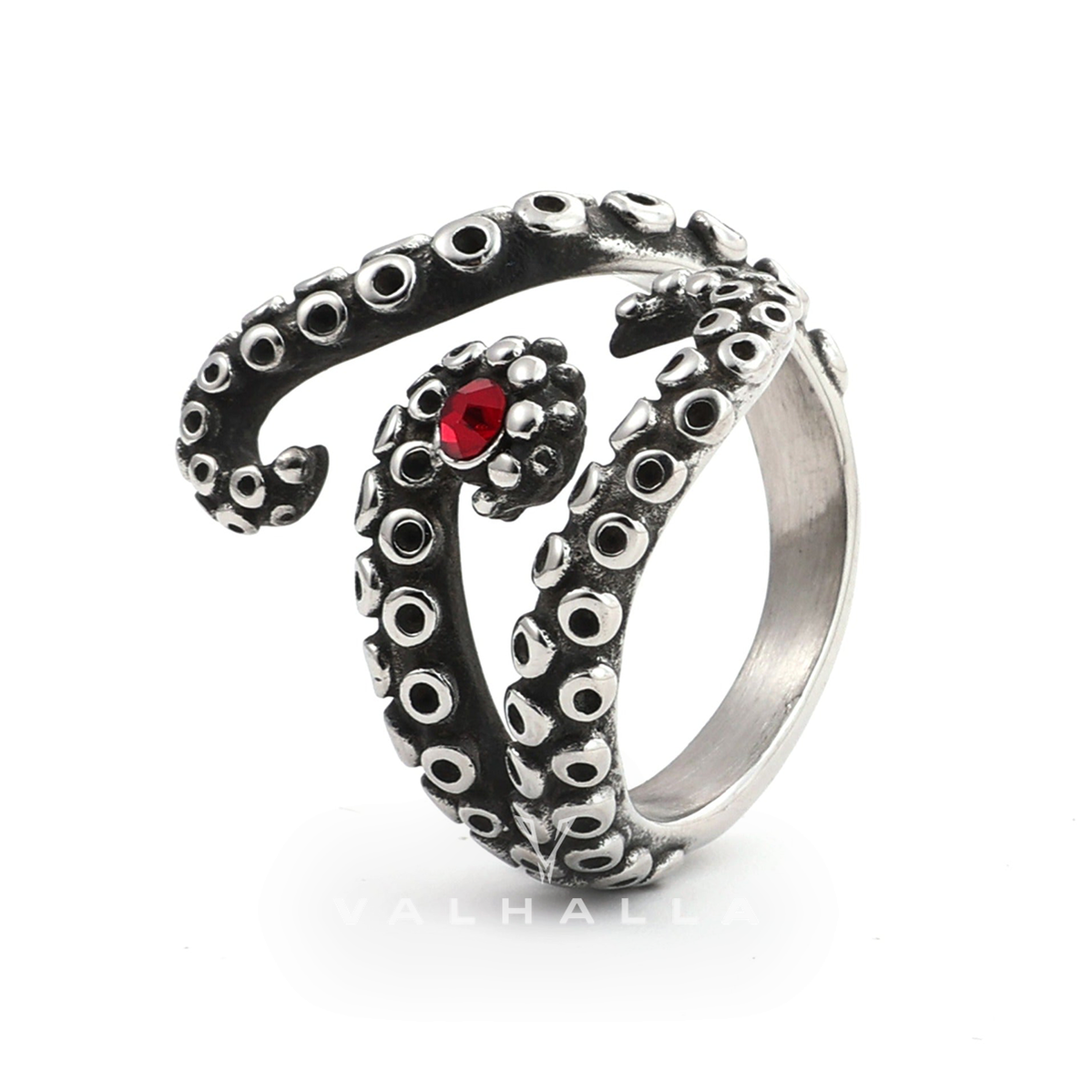 Octopus Arms Stainless Steel Gemstone Ring