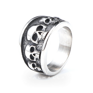 Five Skulls Stainless Steel Ring