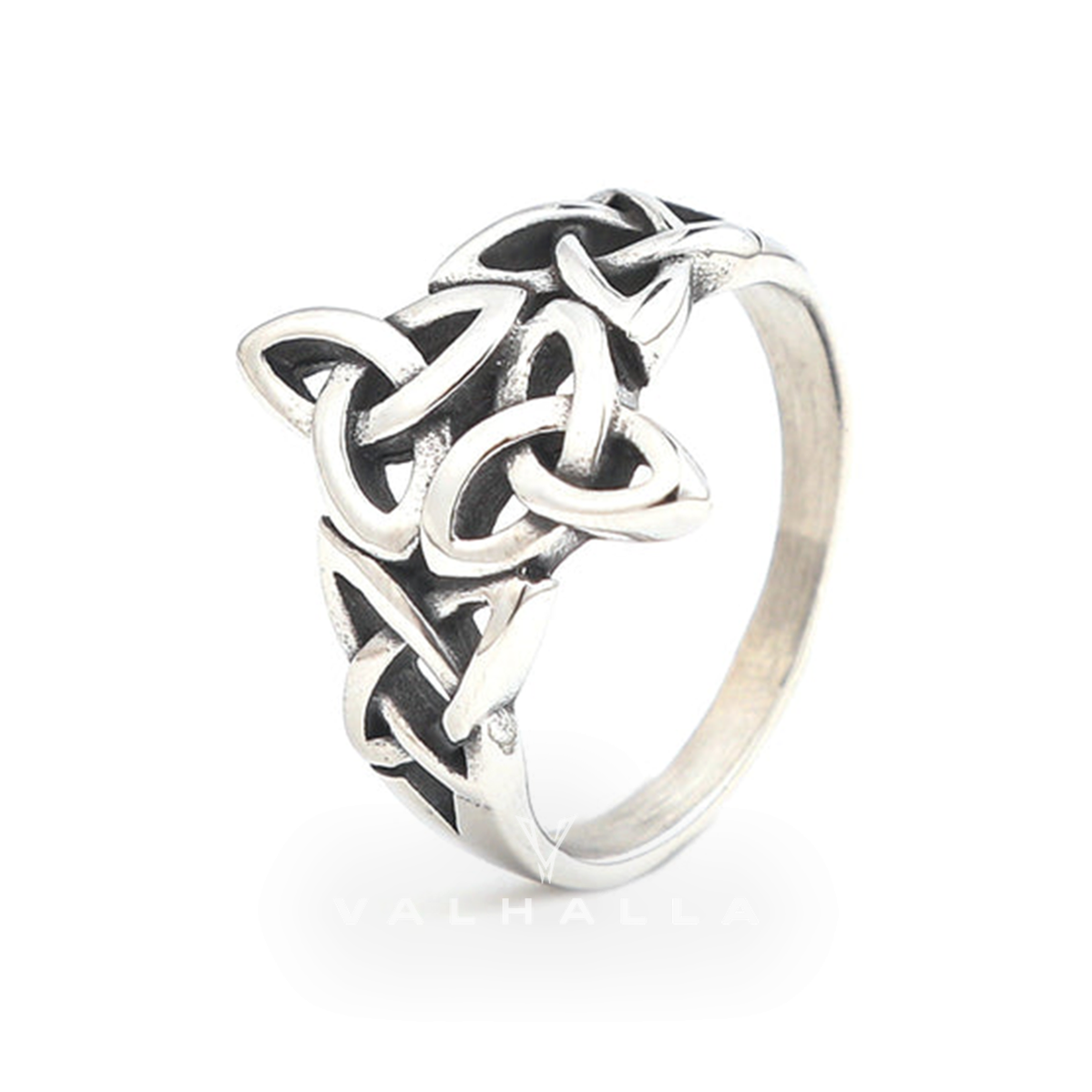 Handcrafted Stainless Steel Triquetra and Celtic Knot Ring
