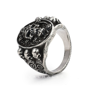 Gothic Skulls Triskele Stainless Steel Ring