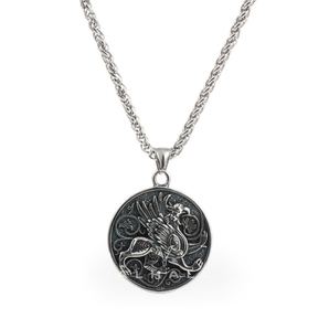 Griffon Amulet Pure Tin Pendant & Chain Stainless Steel