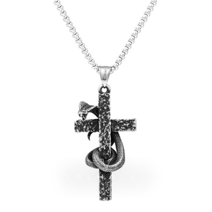 Vintage Celtic Dragon Stainless Steel Cross Pendant & Chain