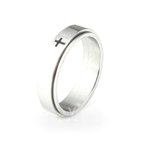 Simple Cross Stainless Steel Decompression Spinner Ring