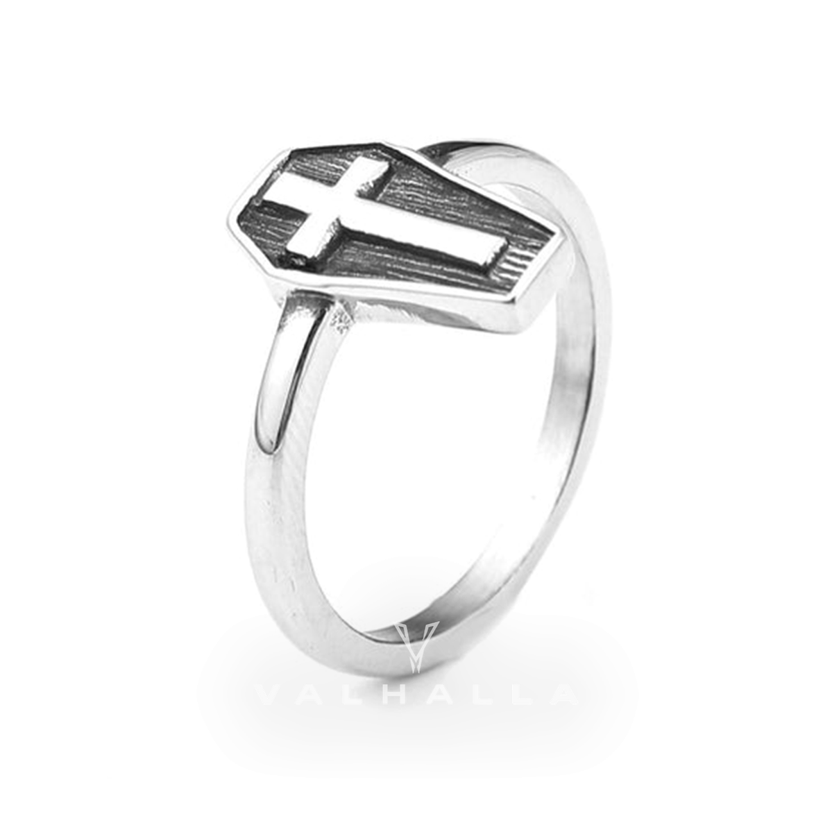 Cross And Coffin Stainless Steel Ring