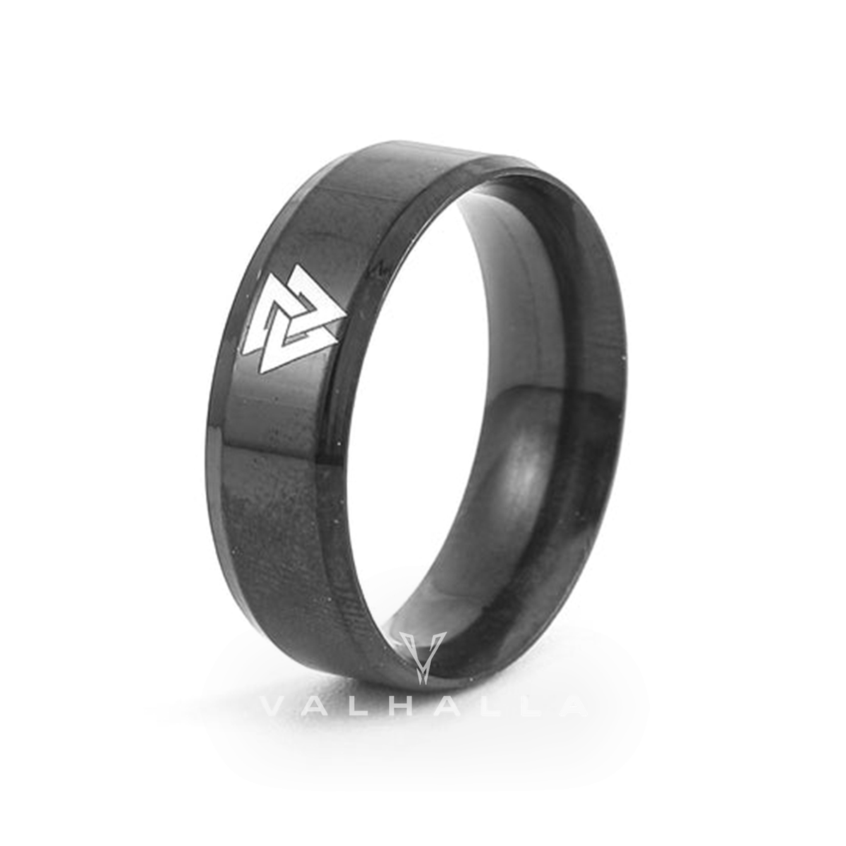 Black Handcrafted Stainless Steel Valknut Ring