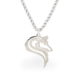 Handcrafted Stainless Steel Odin's Wolf Head Pendant & Chain