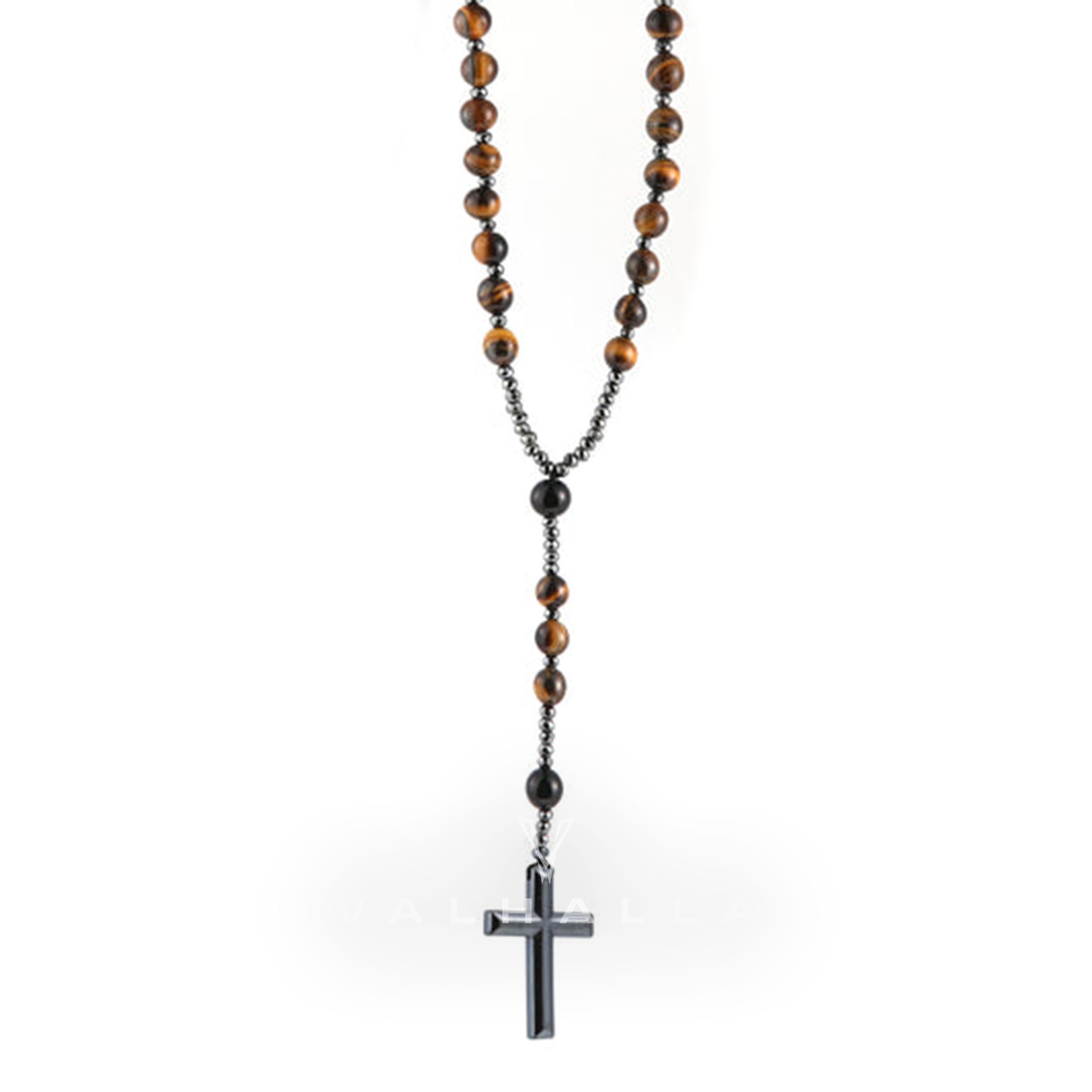 80 CM Cross Stone Bead Necklace Stainless Steel