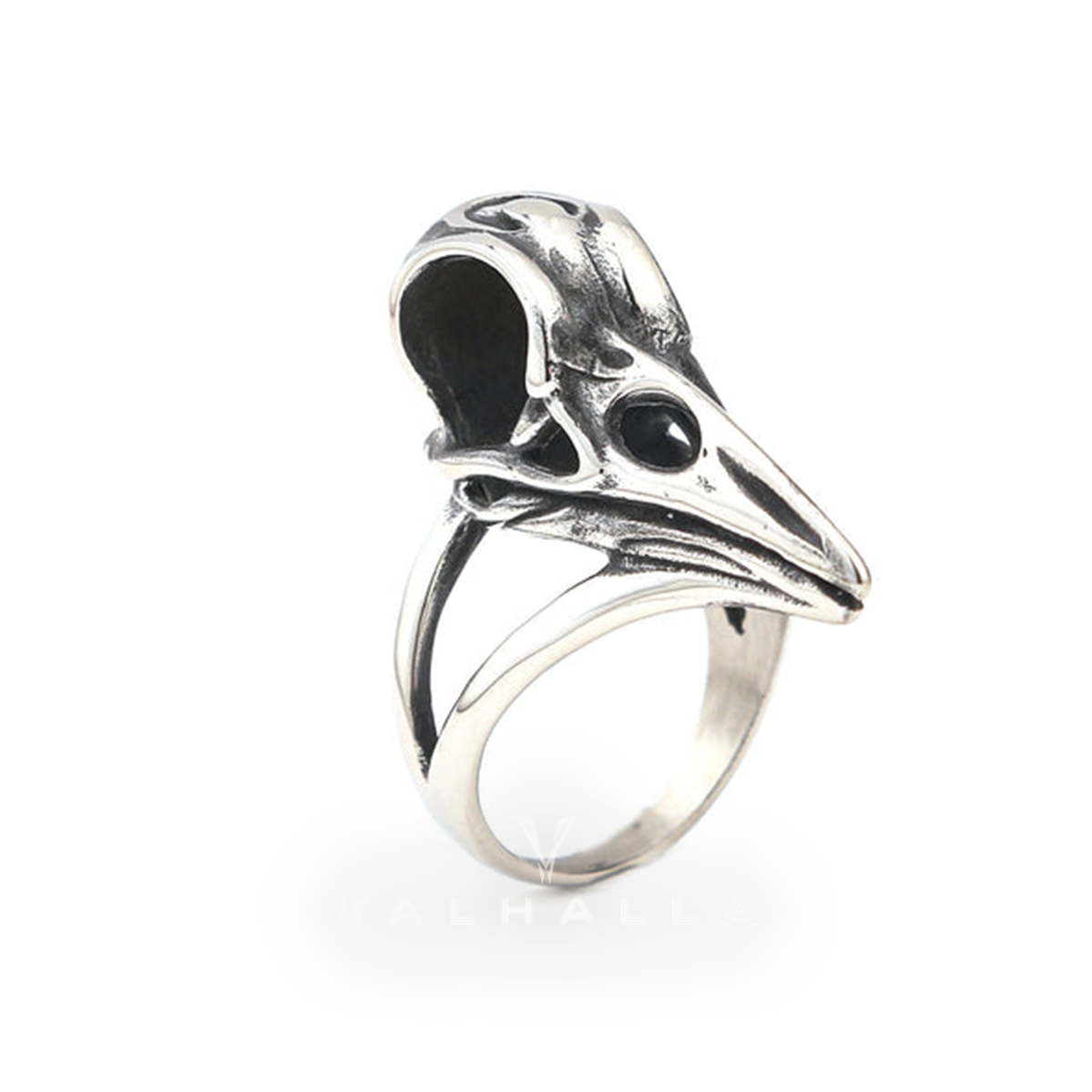 Handcrafted Stainless Steel Raven Skull Biker Ring