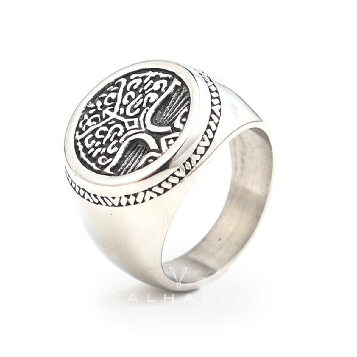 Handcrafted Stainless Steel Yggdrasil / Tree of Life Circular Ring