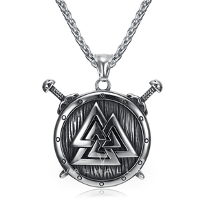 Stainelss Steel Viking Shield and Valknut Necklace Stainless Steel