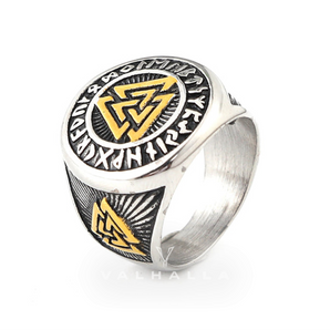 Runes Valknut Triangle Stainless Steel Viking Ring