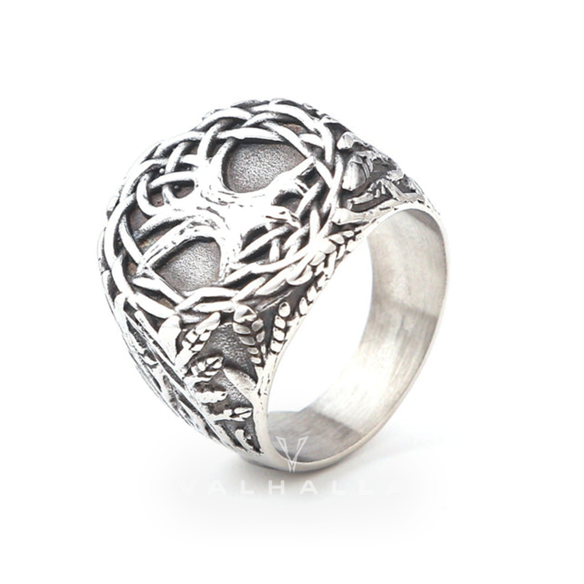 Handcrafted Stainless Steel Yggdrasil / Tree of Life Signet Ring