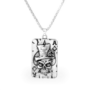 Ace of Spades Skull Pendant & Chain