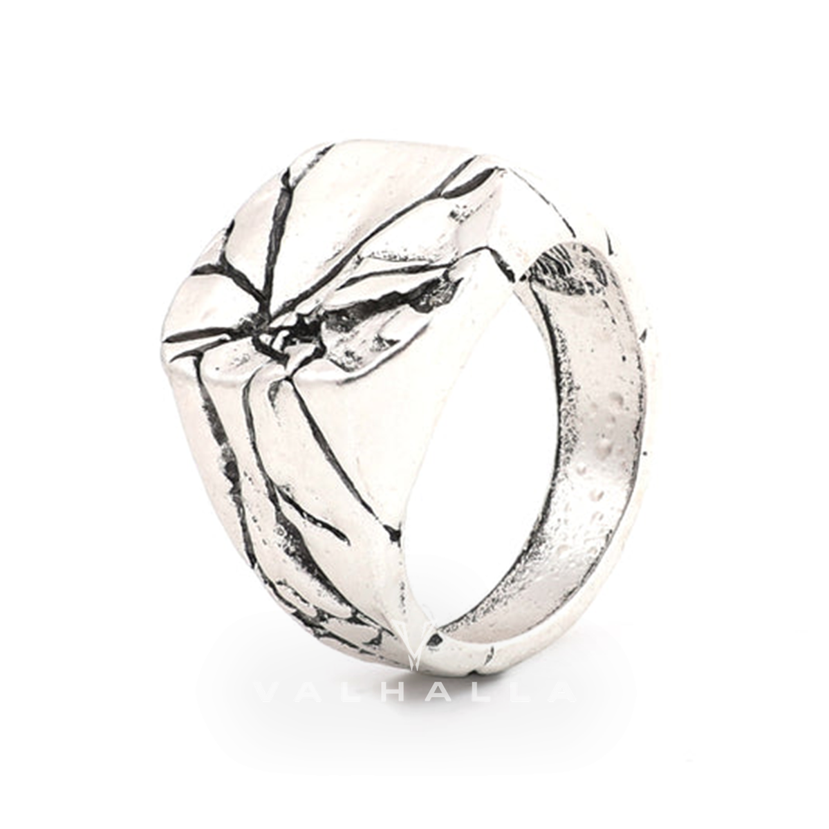 Cracked Stone Texture Brass Ring