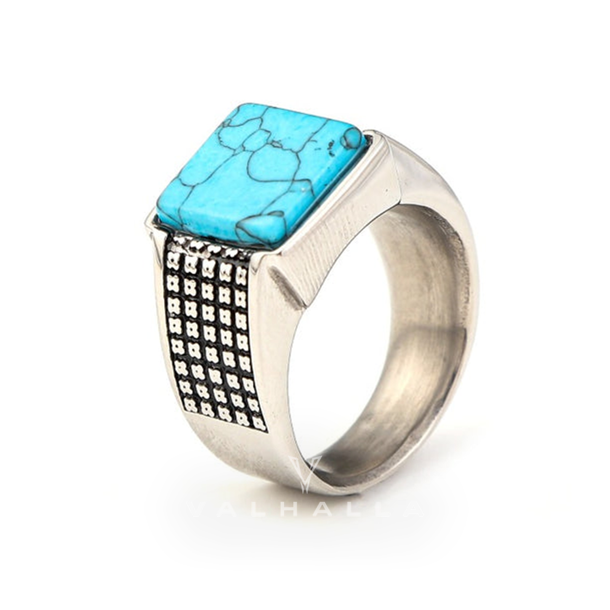 Square Turquoise Stainless Steel Ring