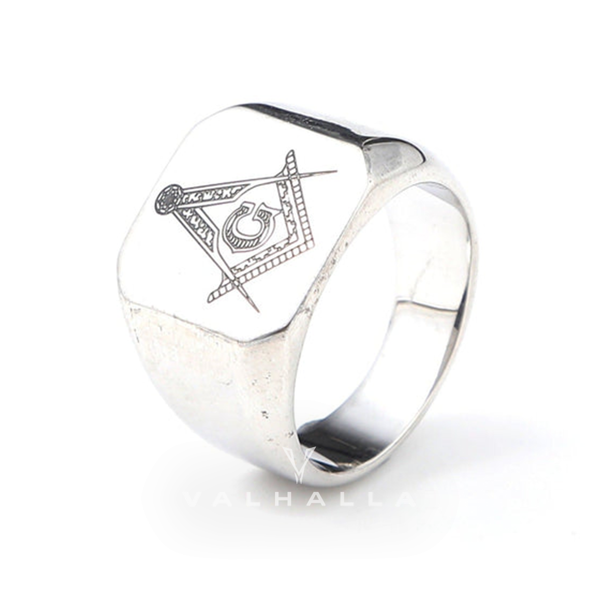 Ag Polished Stainless Steel Masonic Ring