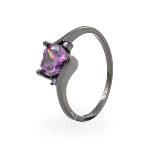 Heart-shaped Purple Zircon Brass Engagement Ring