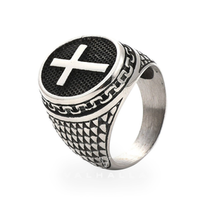 Dragon Scale Pattern Stainless Steel Cross Ring