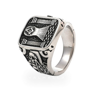 Vintage Masonic Stainless Steel Men's Ring