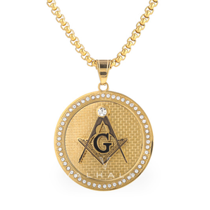 AG Stainless Steel Zircon Mason Pendant & Chain