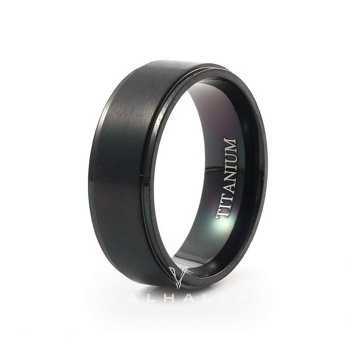 8mm Black Brushed Titanium Band Ring Stainless Steel