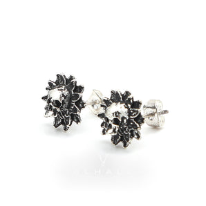 Sunflower Skull Stud Earrings