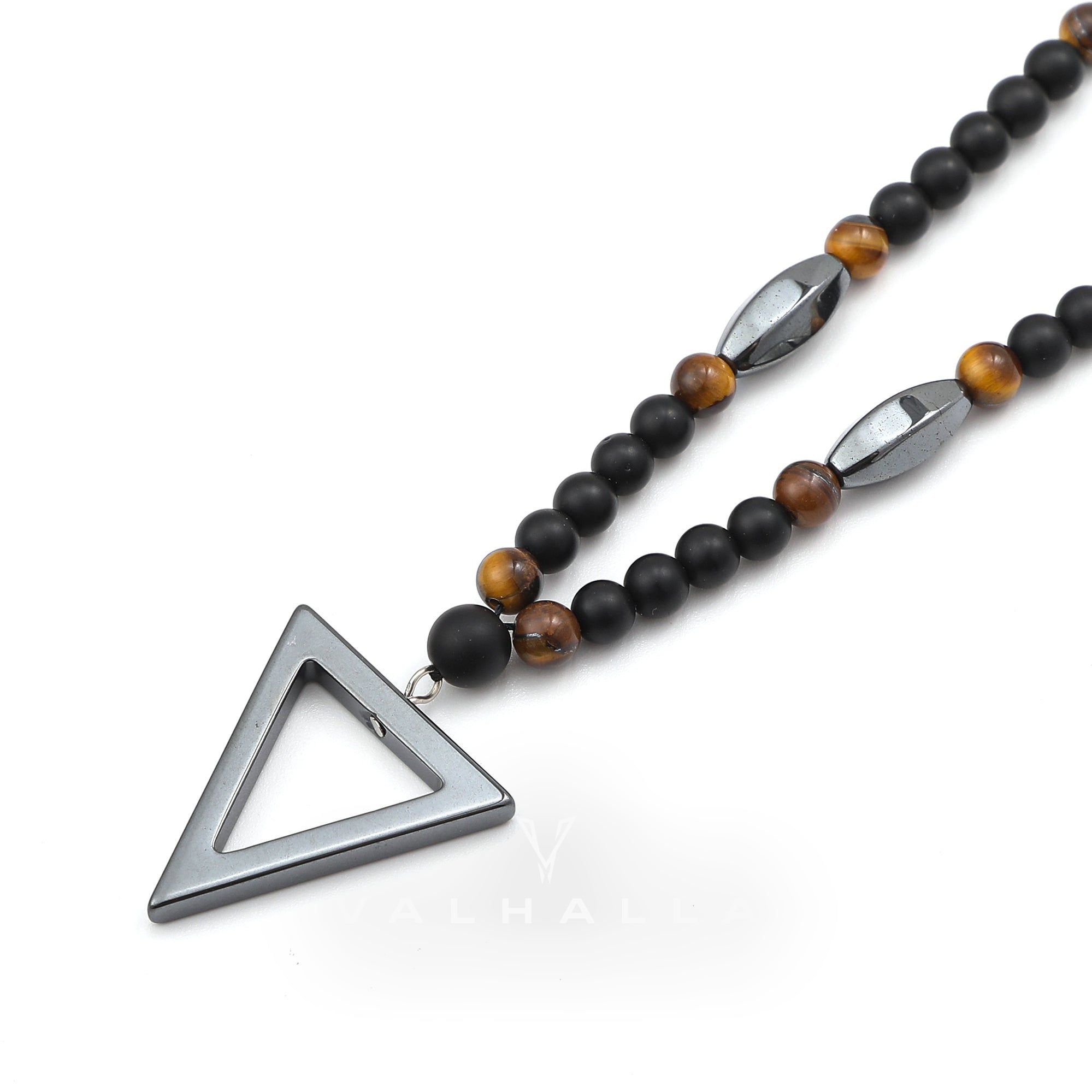 Triangle Stone Bead Necklace Stainless Steel