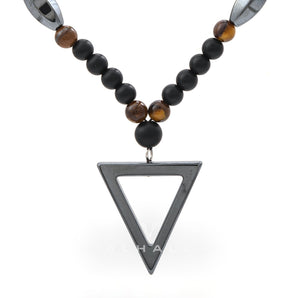 Triangle Stone Bead Necklace Stainless Steel