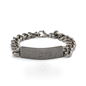 Simple Cross Prayer Men's Bracelet Stainless Steel