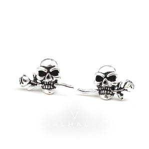 True Love Rose Skull Earrings