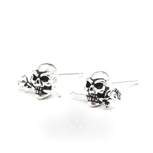 True Love Rose Skull Earrings