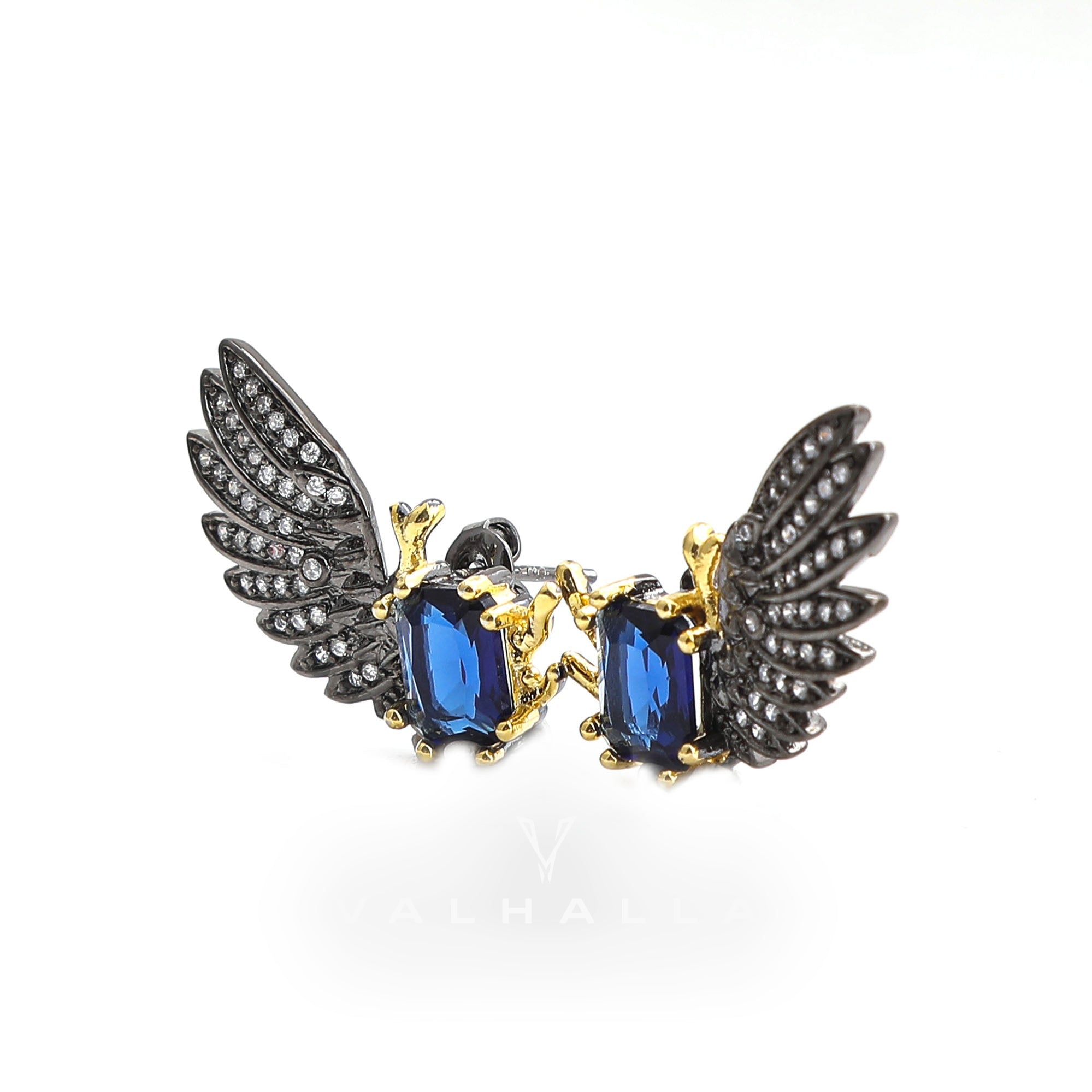 Black Devil Wings Brass Gothic Stud Earrings