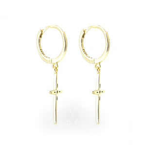 Minimalist Cross Charm Hoop Earrings