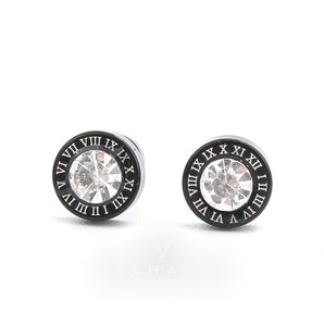 Roman Numeral Stainless Steel Punk Stud Earrings