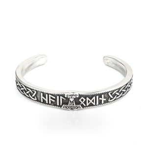 Celtic Knot Mjolnir Runes Stainless Steel Viking Bracelet