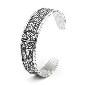 Vegvisir Runes Stainless Steel Viking Cuff Bracelet