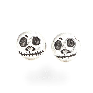 Pumpkin Prince Skull Stud Earrings