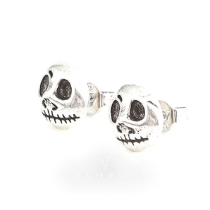 Pumpkin Prince Skull Stud Earrings