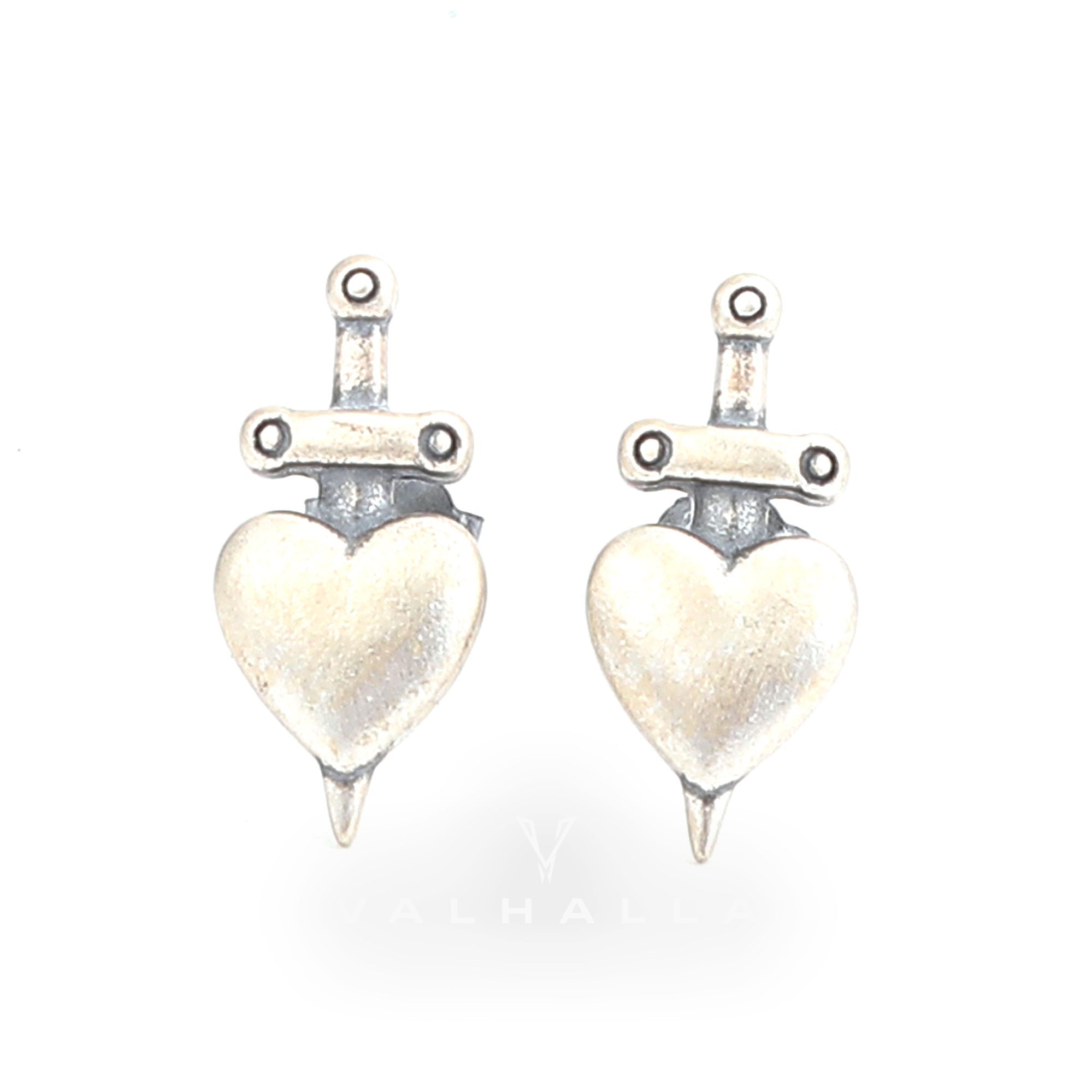 Heart-Piercing Sword Stud Earrings