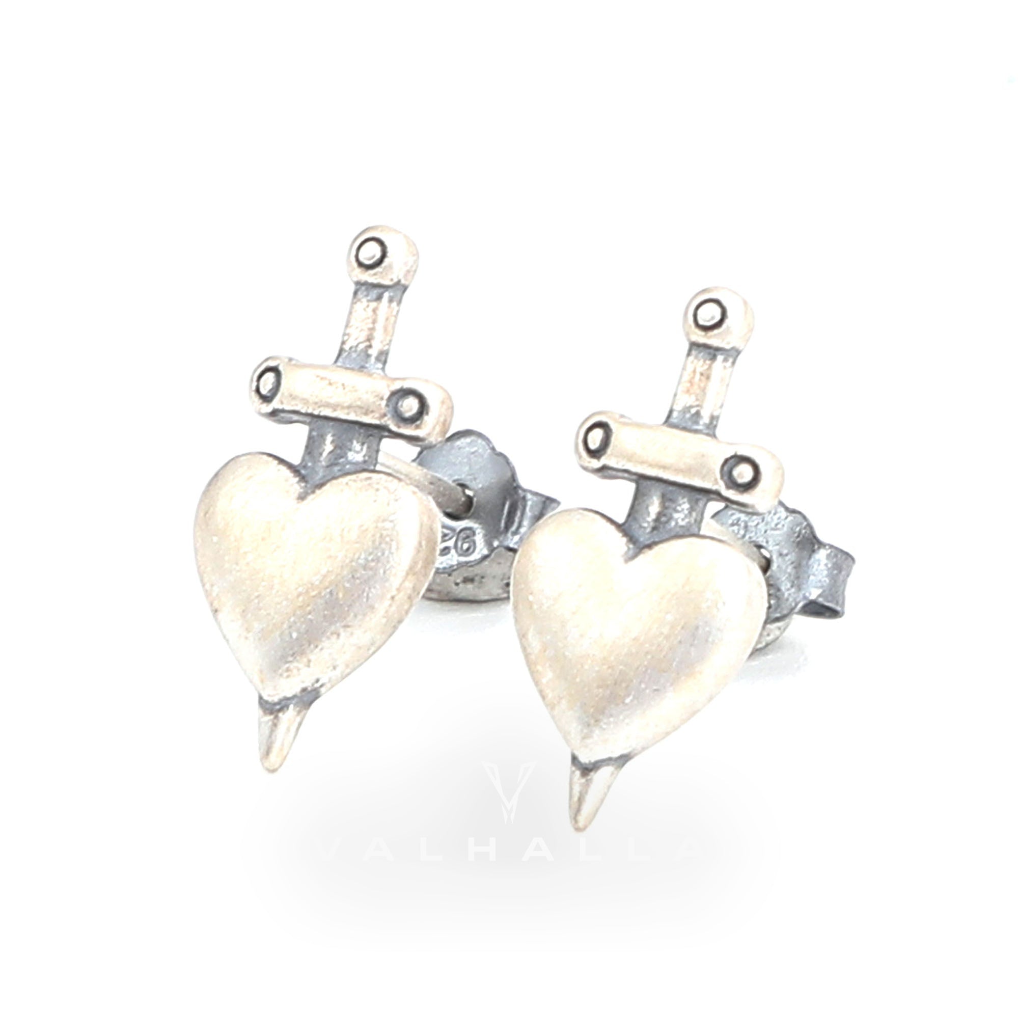 Heart-Piercing Sword Stud Earrings