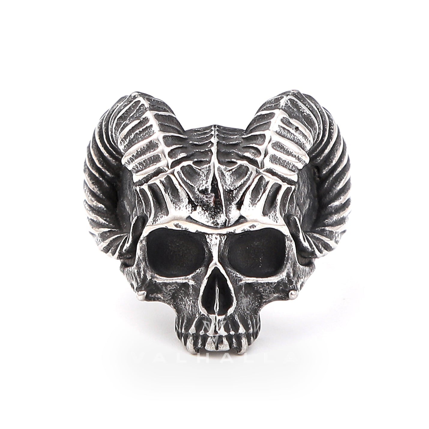 Horn Stainless Steel Skull Ring