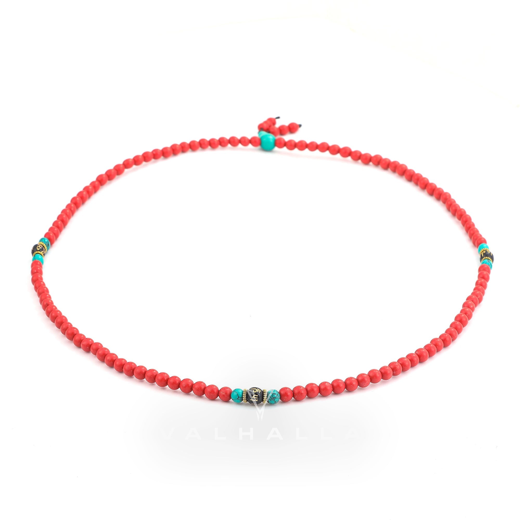 Prayer Beads Turquoise Necklace Stainless Steel