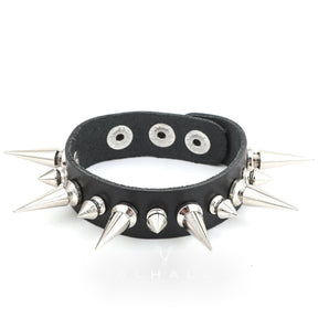 Punk Black PU Leather Spiked Bracelet