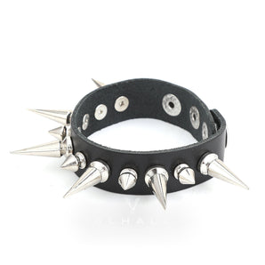 Punk Black PU Leather Spiked Bracelet