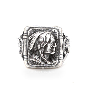 Indian Portrait Stainless Steel Ring