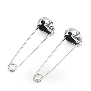 Grotesque Pin Stainless Steel Skull Earrings