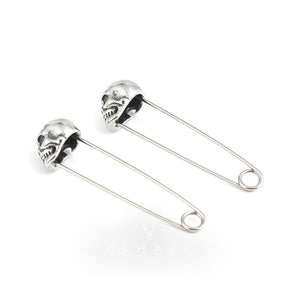 Grotesque Pin Stainless Steel Skull Earrings